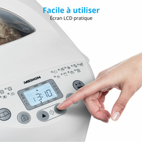 MEDION Machine à pain MD 11011 - 19 programmes - 3 niveaux de brunissage - 550 W - 1 Kg - Blanc
