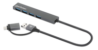 Manhattan 181006 nodo concentrador USB 3.2 Gen 1 (3.1 Gen 1) Type-A 5000 Mbit/s Gris