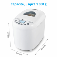 MEDION Machine à pain MD 11011 - 19 programmes - 3 niveaux de brunissage - 550 W - 1 Kg - Blanc