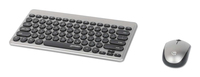 Manhattan Un solo receptor USB-A Nano para ambos, teclado inalámbrico con 12 teclas multimedia/función, mouse óptico ambidiestro con tres botones y rueda de desplazamiento, 1200 ppp, negro/plateado