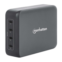 Manhattan Cuatro puertos USB-C PD con hasta 140 W por puerto, 240 W de salida total, Power Delivery 3.1, negro