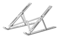 Manhattan Soporte ergonómico, plegable en seis posiciones, para laptops y otros dispositivos de hasta 15.6" y 5 kg, ligero, aluminio de alta calidad con revestimiento UV, ventilado, plata