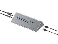 Conceptronic HUBBIES18G 10-fach Kombi-USB 3.0-Hub und Ladegerät mit 60W, 2-in-1 USB-C USB-A Kabel, USB 3.2 Gen 1