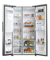 Haier SBS 90 Serie 5 HSW59F18EIMM frigo américain Pose libre 601 L E Platine, Acier inoxydable
