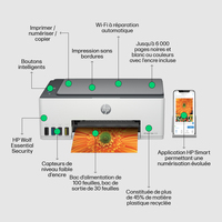 HP Smart Tank Imprimante Tout-en-un 5105, Couleur, Imprimante pour Maison et Bureau à domicile, Impression, copie, numérisation, Sans fil Réservoir d’imprimante haute capacité Impression depuis un téléphone ou une tablette Numérisation vers PDF