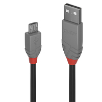 Lindy 36731 USB Kabel USB 2.0 0,5 m USB A Micro-USB B Schwarz, Grau - 36731