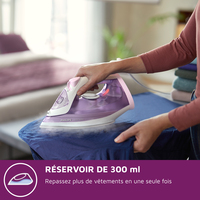 Philips 3000 series DST3010/30 fer à repasser Fer à vapeur Semelle en céramique 2000 W Violet, Blanc