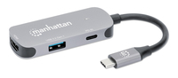 Manhattan 190299 base para laptop o replicador de puertos Alámbrico USB 3.2 Gen 1 (3.1 Gen 1) Type-C Plata