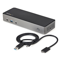 Startech USB-C & USB-A Dock, Hybrid Universal Triple Monitor Laptop Docking ...
