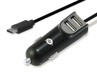 Conceptronic CARDEN 2-Port 15.5W USB-KFZ-Ladegerät mit USB-C-Kabel - CARDEN05B