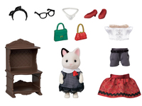 Sylvanian Families La valisette de mode et grande sœur chat bicolore