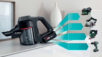 Bosch BBS712A aspirateur balai et balai électrique Sans sac 0,3 L Noir, Acier inoxydable