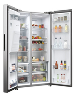 Haier SBS 90 Serie 5 HSW59F18EIMM frigo américain Pose libre 601 L E Platine, Acier inoxydable