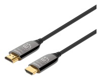 Manhattan AOC (Cable Óptico Activo) HDMI macho a macho, 15 m (50 pies), con clasificación CMP/CPR, compatible con 4K@120Hz, 48G, HDR dinámico, HEC, eARC, contactos chapados en oro, negro Número de modelo: 356152