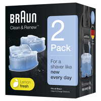 Braun Cartouches De Recharge Clean &amp; Renew CCR, Nettoyant Pour Rasoir Pack De 2