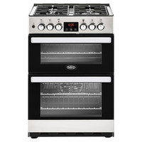 Belling Cookcentre 60 cm Dual Fuel Cuisinière Gaz Noir, Acier inoxydable A