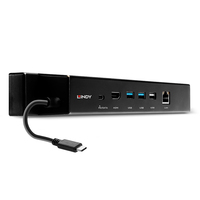 Lindy 43319 laptop-dockingstation & portreplikator Kabelgebunden USB 3.2 Gen 1 (3.1 Gen 1) Type-C Schwarz