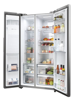 Haier SBS 90 Serie 5 HSW59F18EIMM frigo américain Pose libre 601 L E Platine, Acier inoxydable