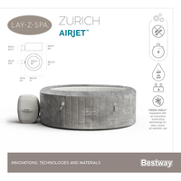 Bestway Lay-Z-Spa Spa gonflable Zurich AirJet avec couverture EnergySense pour 2 à 4 personnes
