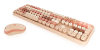 KeySonic KSKM-8200M-RF Tastatur Maus enthalten Büro RF Wireless QWERTZ Deutsch Beige, Braun, Pink