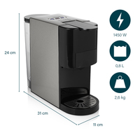 Princess 01.249450.01.001 Machine à café multi capsules Inox - 4 en 1