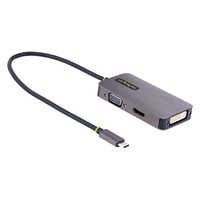 StarTech.com Adaptador de Video USB C, Adaptador USB Tipo C a HDMI VGA DVI hasta 4K 60Hz, Adaptador de Pantalla Multipuertos, Compatible con Thunderbolt 3/4, Adaptador de Viajes