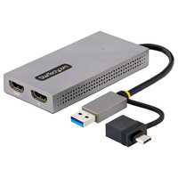StarTech.com USB to Dual HDMI Adapter, USB A/C to 2x HDMI Monitors (1x 4K 3 ...