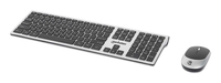 Manhattan Diseño elegante, un solo receptor USB-A Nano para ambos, teclado inalámbrico de tamaño normal, mouse óptico ambidiestro con tres botones y rueda de desplazamiento, 1200 ppp, plateado/negro