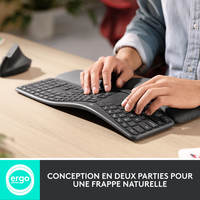 Logitech Ergo K860 clavier RF sans fil + Bluetooth Français Graphite