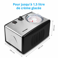 MEDION MD 18387 - Machine à glace Sorbetière - 150 Watt - 1.5 L - Compresseur intégré