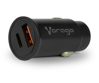 Vorago CARGADOR PARA AUTO AU-305-BK TIPO C PD 20W Y USB A QUICK CHARGE 3.0 NEGRO - Universal Carga rápida