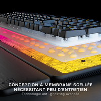 Turtle Beach Magma Membrane RGB Gaming Keyboard avec touches en membrane, Anti-Ghosting avancé, Technologie Easy-Shift, Eclairage RGB personnalisable, Repose-paume détachable - Noir