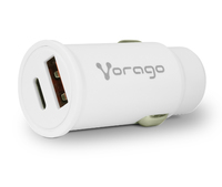 Vorago CARGADOR PARA AUTO AU-305-BK TIPO C PD 20W Y USB A QUICK CHARGE 3.0 BLANCO - Universal Carga rápida