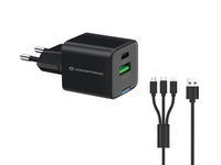 Conceptronic 2-Port 33W GaN USB-PD-Ladegerät mit 3-in-1-Ladekabel, x - ALTHEA16B