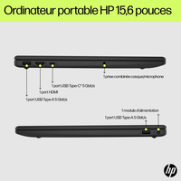 HP 15-fd0064nf Intel® Core™ i3 i3-N305 Ordinateur portable 39,6 cm (15.6&quot;) Full HD 8 Go DDR4-SDRAM 256 Go SSD Wi-Fi 6 (802.11ax) Windows 11 Home Gris