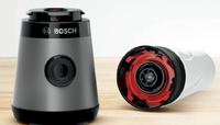 Bosch BBS711W aspirateur balai et balai électrique Sans sac 0,3 L Noir, Acier inoxydable, Blanc