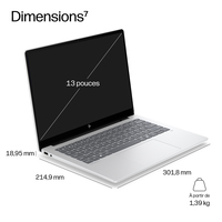 HP E24E0ET laptop Copilot+ PC Ordinateur portable 33,8 cm (13.3&amp;ldquot;) WUXGA 32 Go LPDDR5x-SDRAM 1 To SSD Wi-Fi 7 (802.11be) Windows 11 Pro Argent