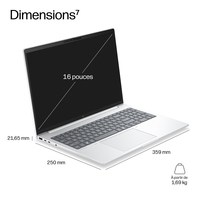 HP E24E8ET laptop Copilot+ PC 325 Ordinateur portable 40,6 cm (16&amp;ldquot;) WUXGA 16 Go DDR5-SDRAM 512 Go SSD Wi-Fi 7 (802.11be) Windows 11 Pro Argent