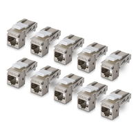 Startech.COM Shielded CAT6A Keystone Jack 10-Pack, STP, 90-DEG Toolless, 3 YR