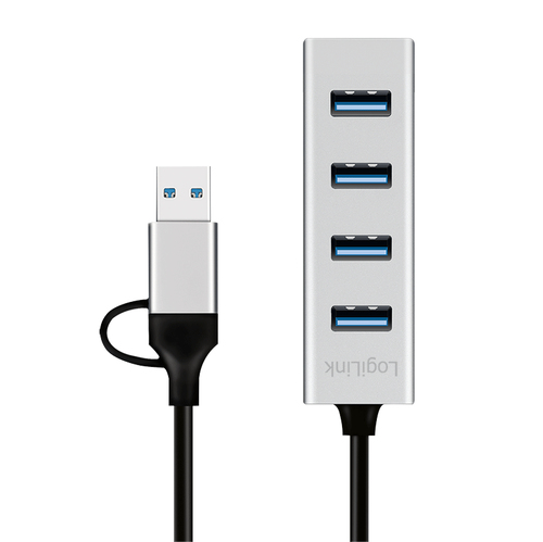 Logilink USB 3.0 HUB, 4x USB-A, 5 Gbit/s, silber, afbeelding 2