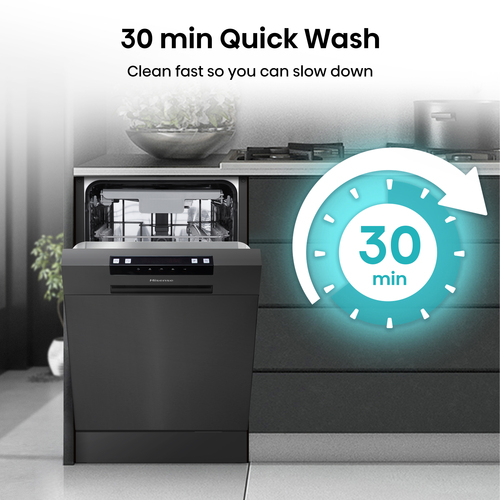 Hisense HS523E15BUK Slimline Dishwasher - Black - E Rated, Black - image 4