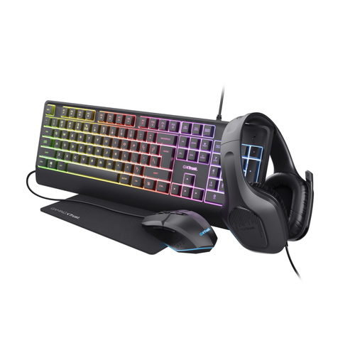 Trust GXT 792 QUADROX клавиатура Мышь входит в комплектацию Игровой USB Французский Черный