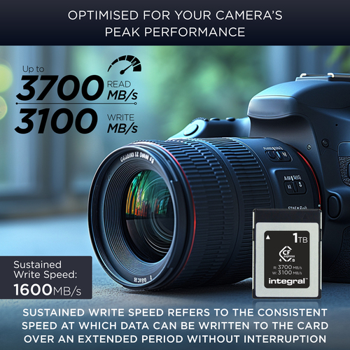Integral 1TB CFEXPRESS MEMORY CARD 4.0 TYPE B UP TO R-3700 W-3100 MBS SUSTAINED WRITE 1600MBS STUDIO GRADE -12C ~ 72C TBW 600 – image 3
