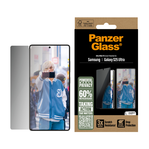 PanzerGlass Ultra-Wide Fit Samsung Galaxy S25 Ultra Privacy Screenprotector Glas, afbeelding 2