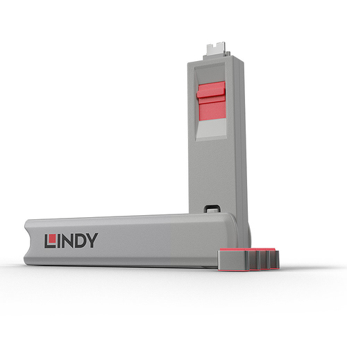 Product image: Lindy USB Type C Port Blocker Key - Pack of 4 Blockers, Pink