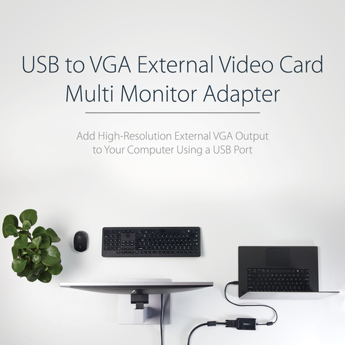 StarTech.com USB to VGA Adapter - 1920x1200 - External Video & Graphics Card - Dual Monitor Display Adapter - Supports Windows (USB2VGAE3) USB / VGA adapter 50cm – billede 8