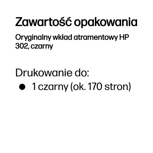 Oryginalny wkład tusz HP 302 (F6U66AE) Czarny (Black)