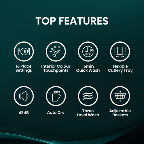 Hisense HV16CUK Full-size Fully Integrated Dishwasher, Black - image 3