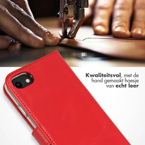 Selencia Echt Lederen Bookcase iPhone SE (2022 / 2020) / 8 / 7 / 6(s) - Rood, afbeelding 2