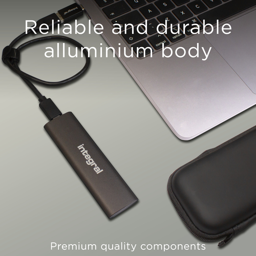 Integral 1TB - 1024GB PORTABLE EXTERNAL SSD USB 3.2 GEN2 3.0 TYPE C R-500MB/s W- 400MB/s C-A CABLE A-C ADAPTOR AND CARRY CASE INC – image 5